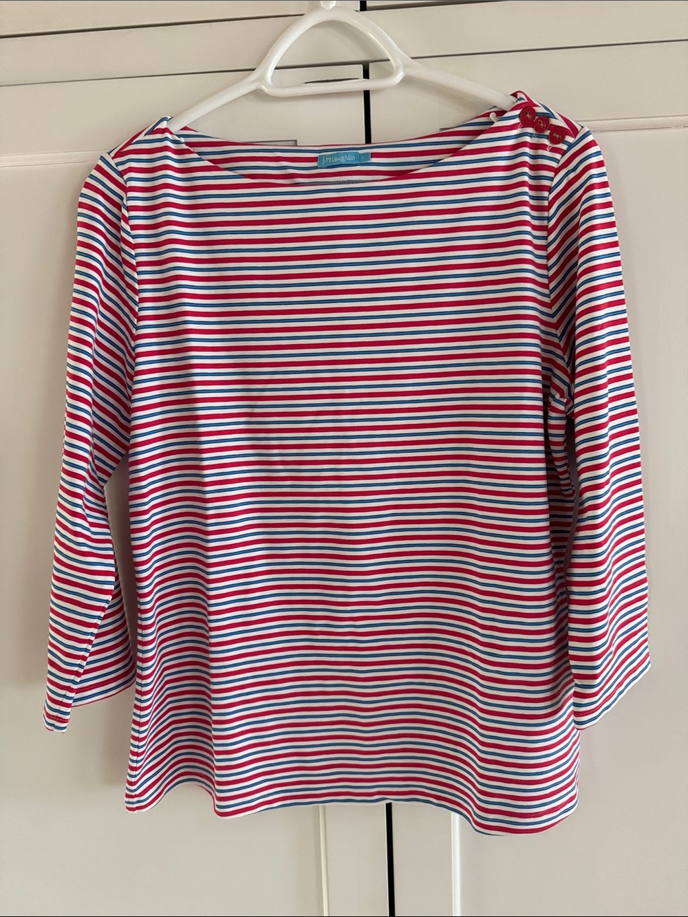 J. McLaughlin Striped 3/4 Sleeve Top